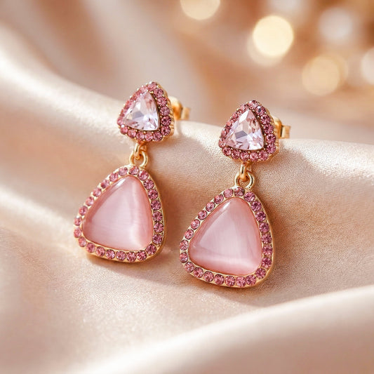 Rose Aura Gemstone Dangle Earrings jewellery product view 2