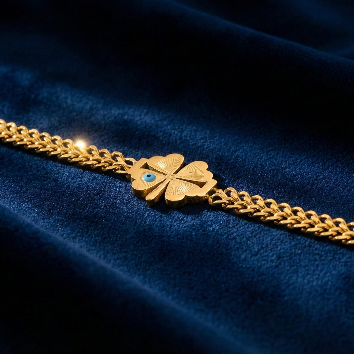Elite Gold Nazar Clover Bracelet jewellery product view 7