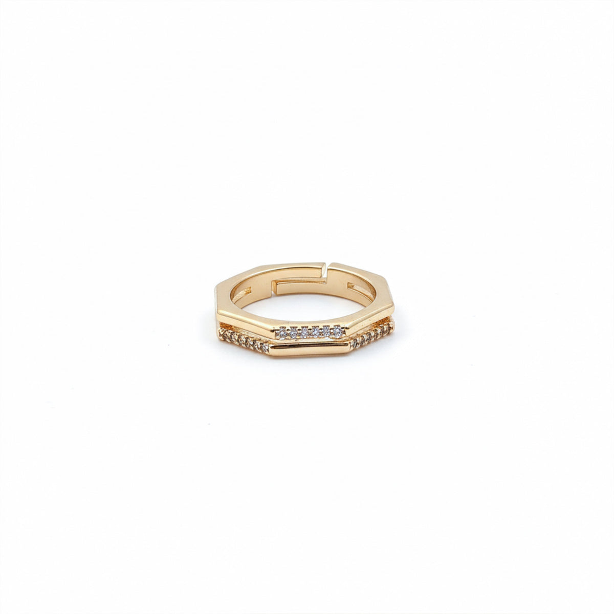 Hexagon Crystal Gold Ring jewellery product view 4