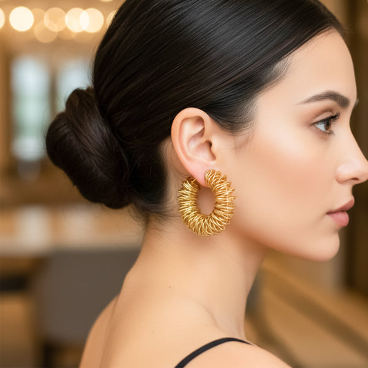 Spiral Gold Hoop Earrings jewellery product view 2