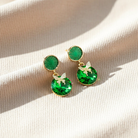 Green Royale Drops Earrings jewellery product view 2