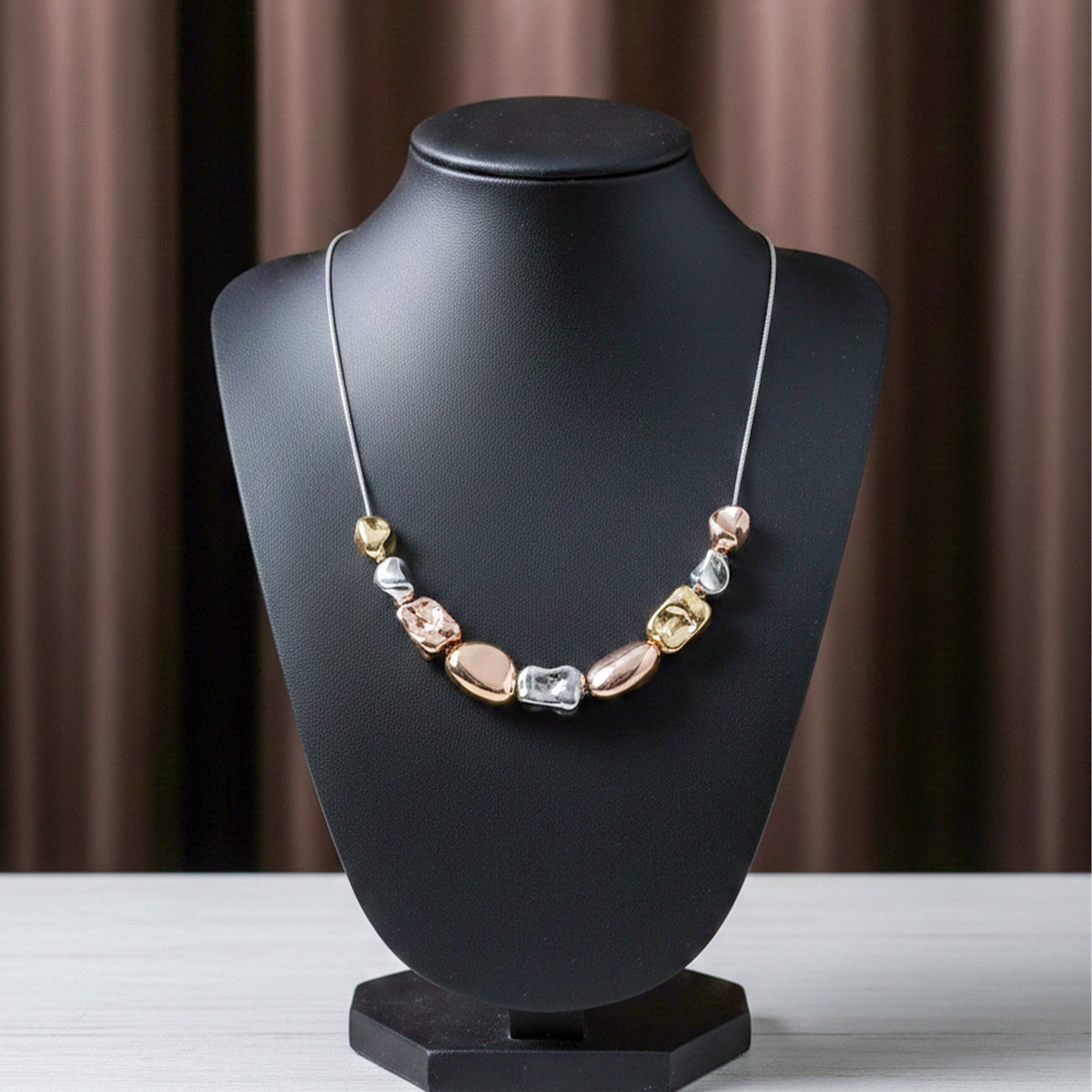 Elegant Tri Color Chunky Bead Necklace jewellery product view 3
