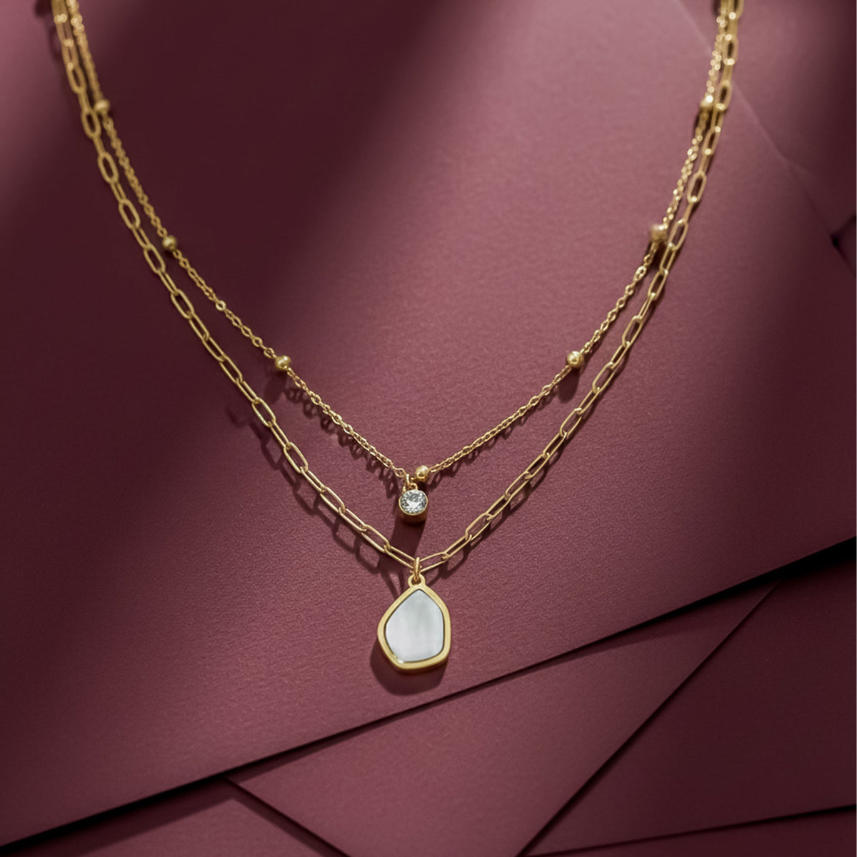 Veloura Luxe Double Layer Gold Pendant jewellery product view 1
