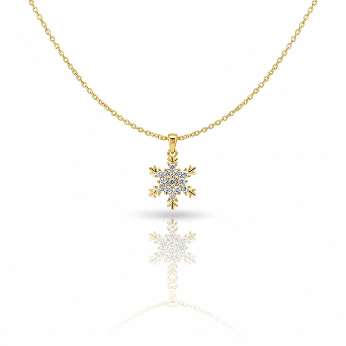 Golden Snowflake Diamond Necklace jewellery product view 3