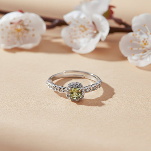 Elite Green Gemstone Halo Ring jewellery product view 2