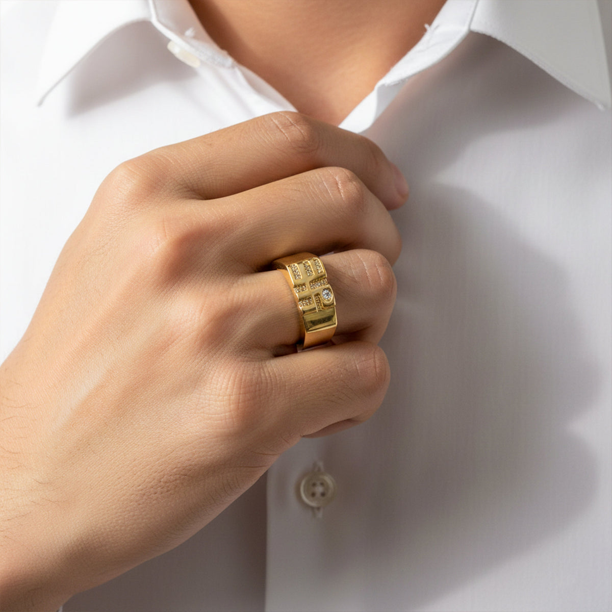 Elite Square Block Ring jewellery product view 4