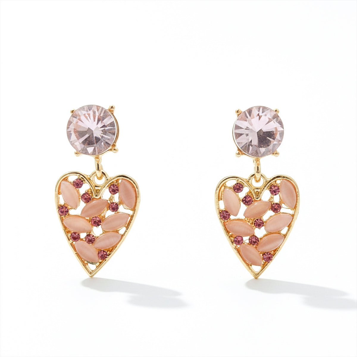 Rosé Crystal Heart Earrings jewellery product view 6