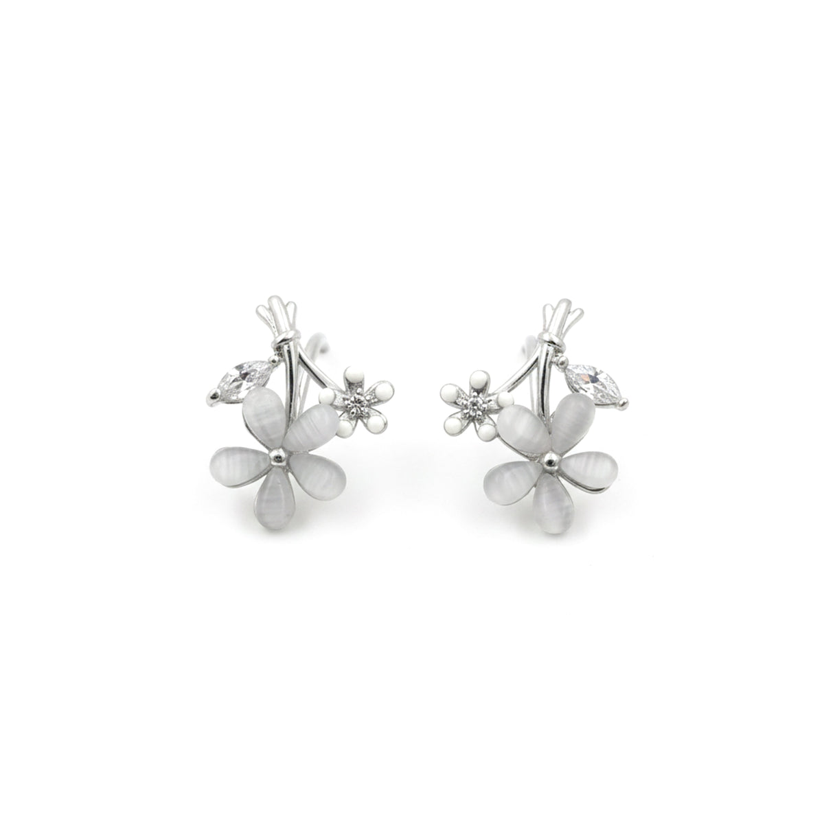 Ivory Blossom Crystal Luxe Stud Earrings jewellery product view 5