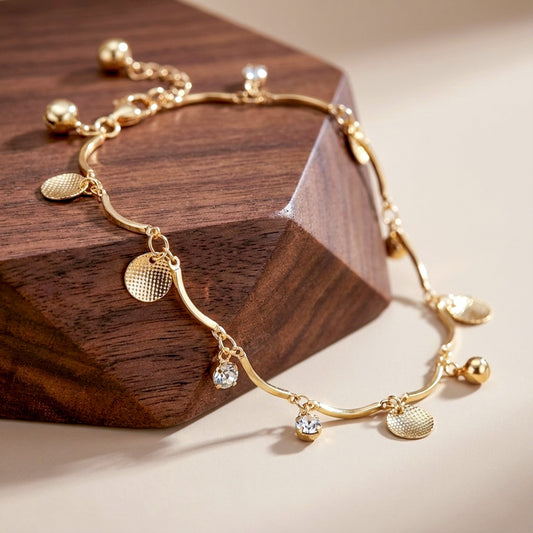 Luxpenny Signature Gold Charm Anklet jewellery product view 1