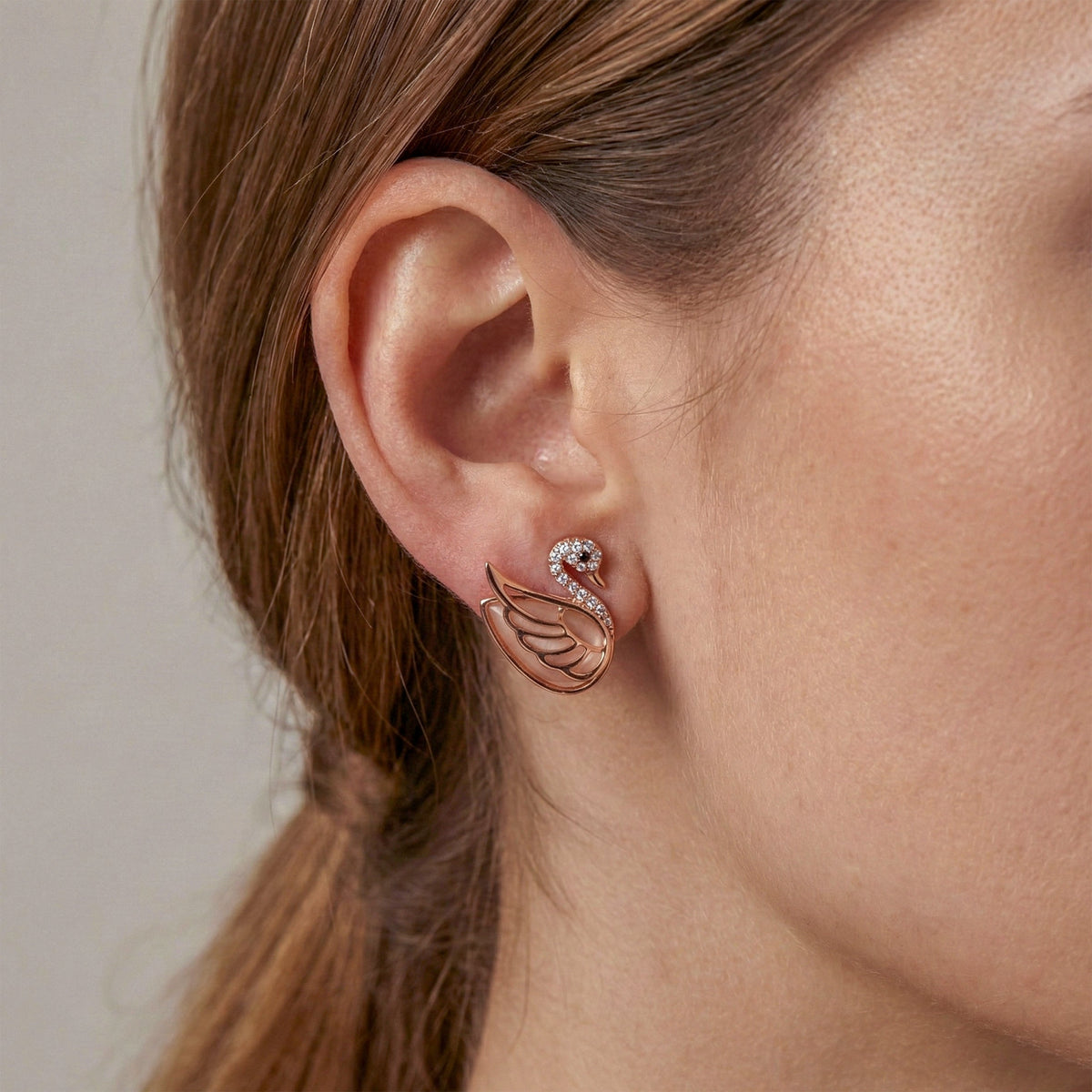 Aurora Grace Swan Earrings jewellery product view 2