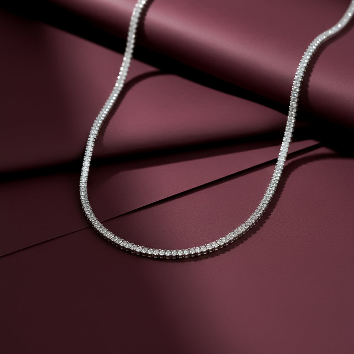 Silver Diamond Tennis Necklace jewellery product view 3