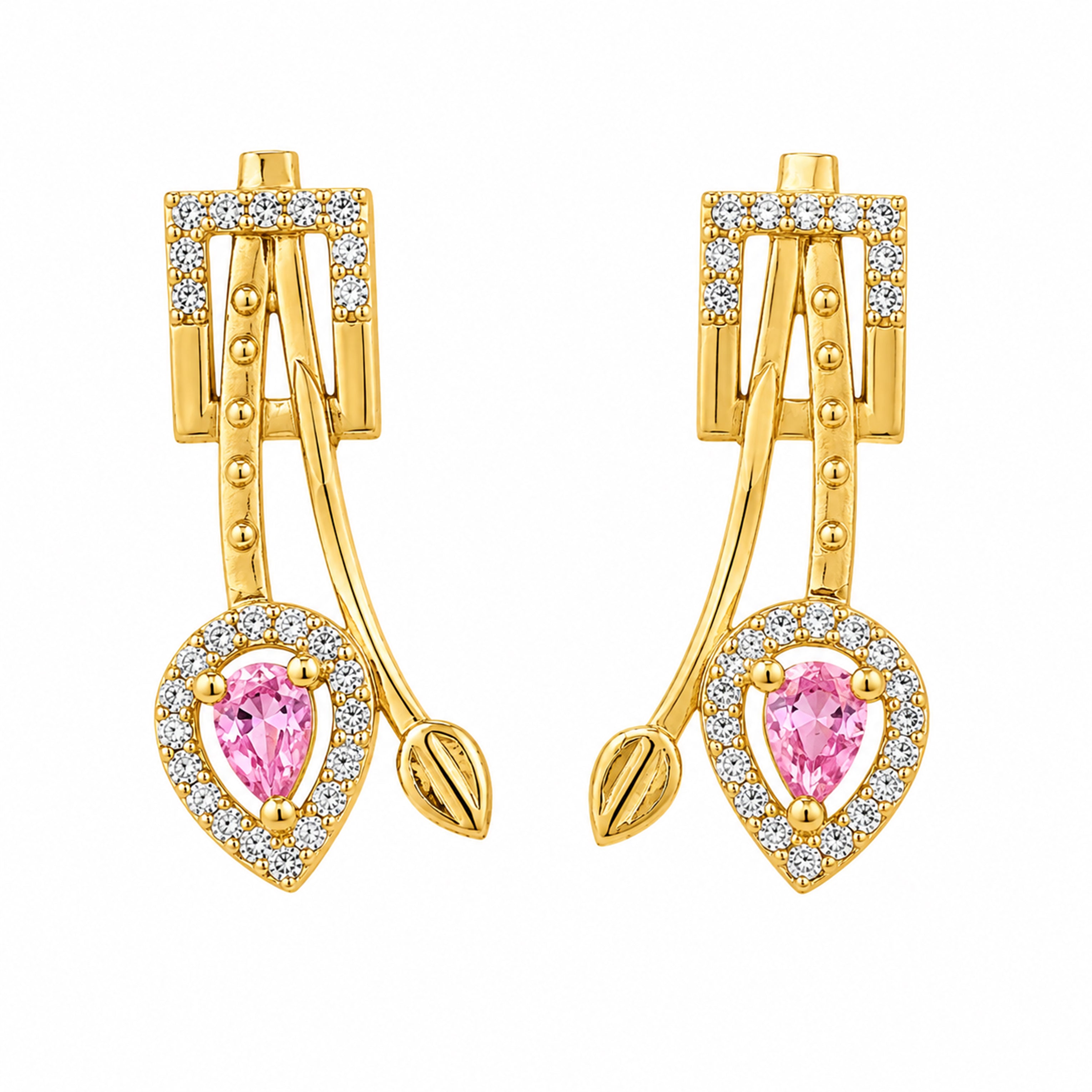Rooh Pink Earrings jewellery product view 2