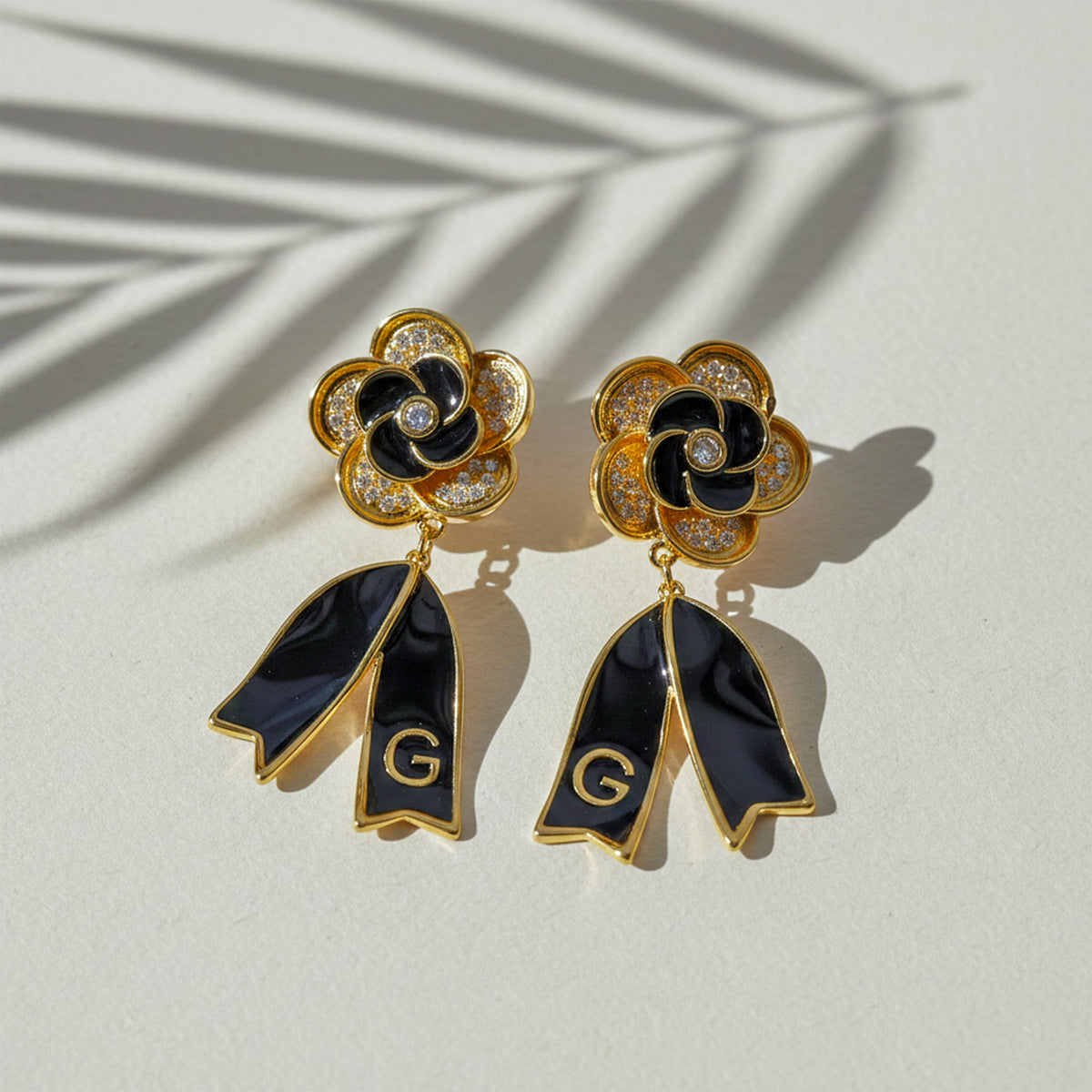 Noir Bloom Luxe Ribbon Drop Earrings jewellery product view 5
