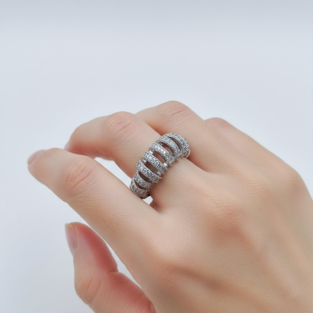 Luxe Pave Diamond Open Band Ring jewellery product view 3
