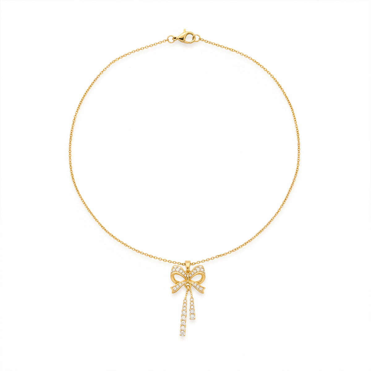 Elegant Gold Bow Pendant Necklace jewellery product view 5