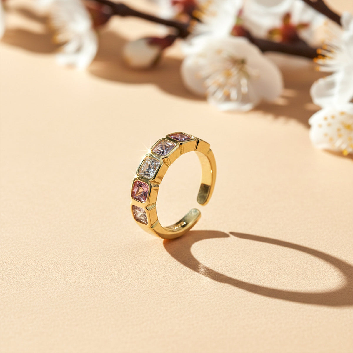 Luxe Princess Cut Eternity Gold Ring jewellery product view 4