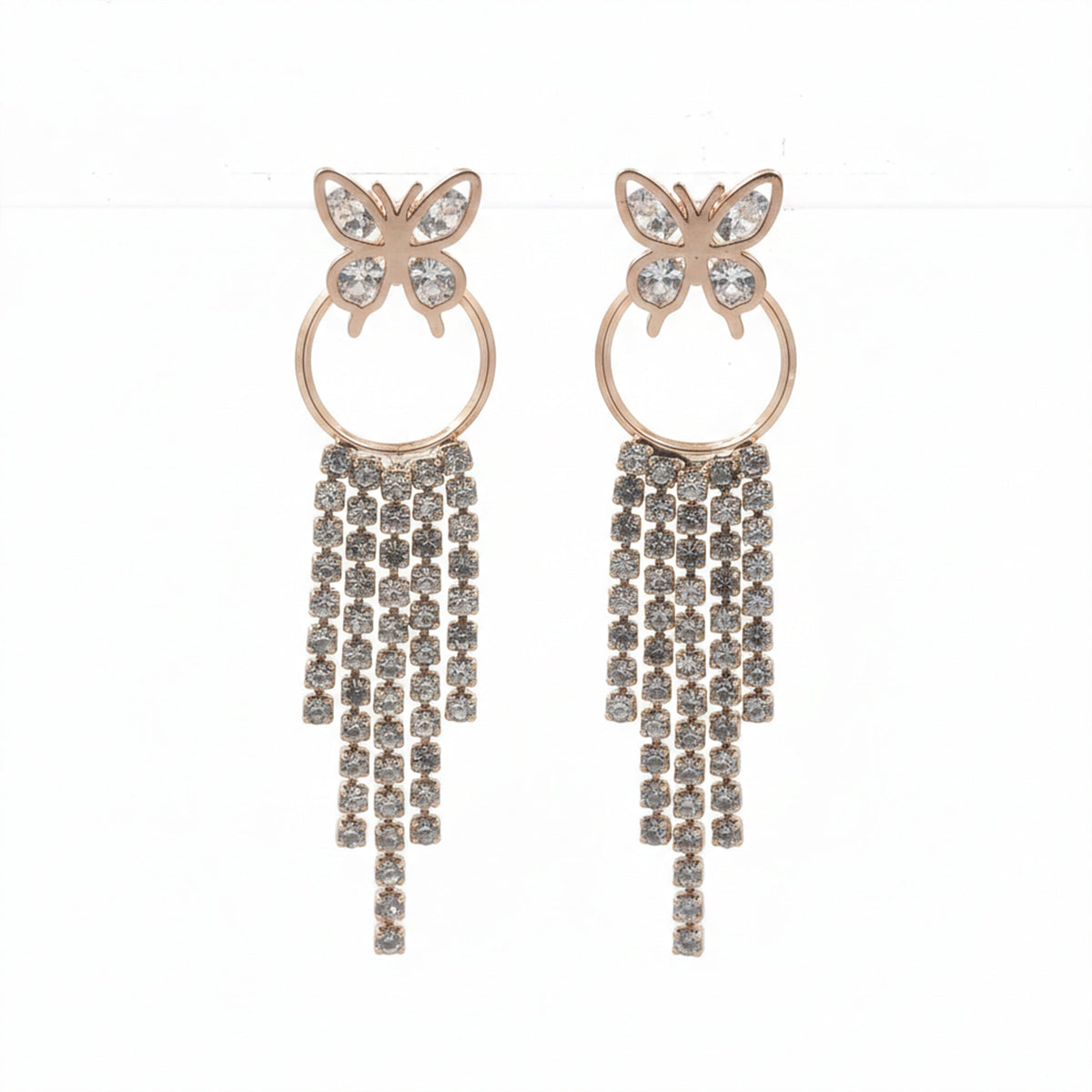 Butterfly Crystal Tassel Earrings jewellery product view 11