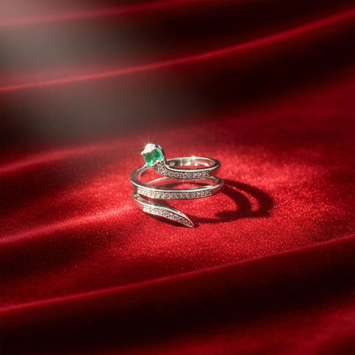 Mystic Emerald Diamond Wrap Ring jewellery product view 4