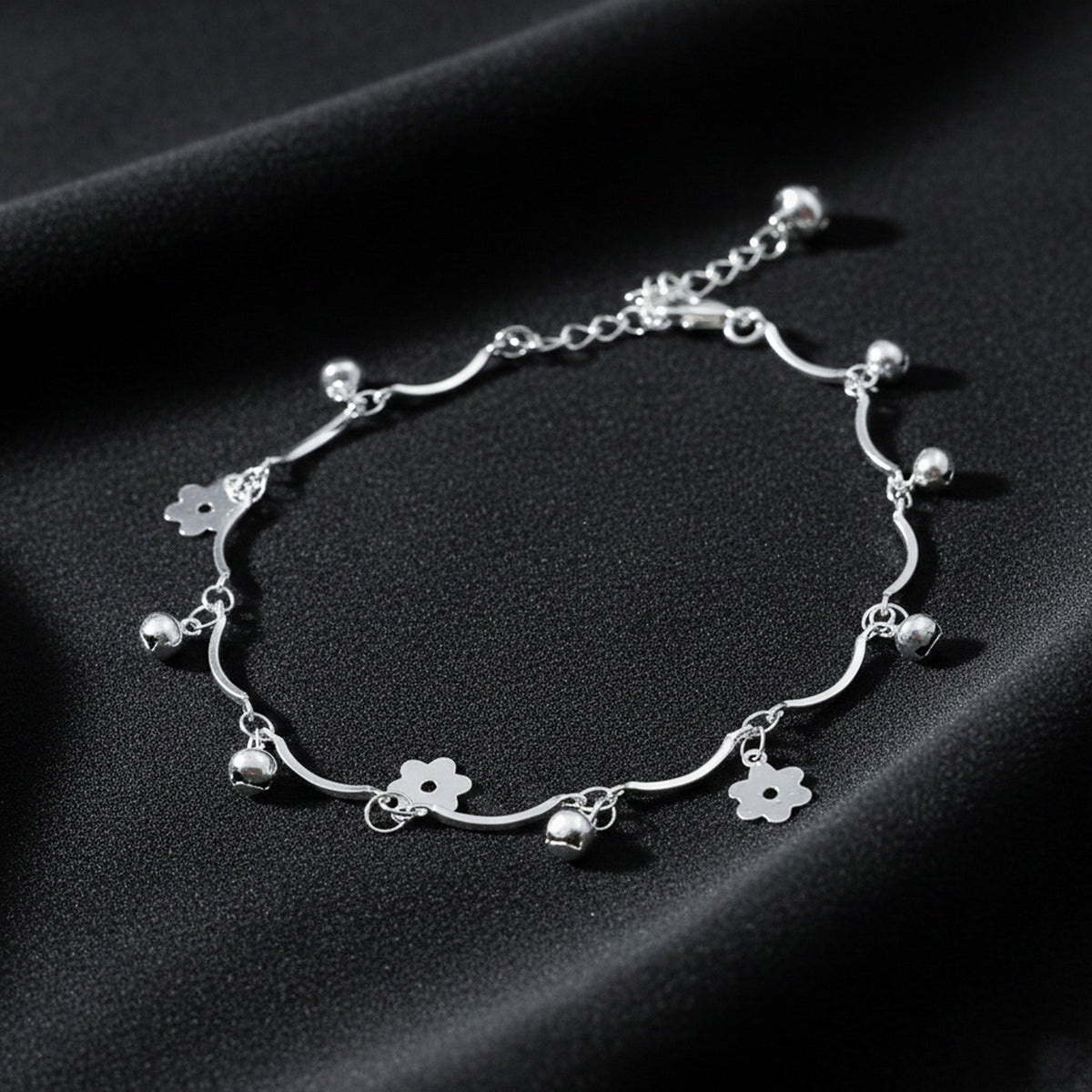 Luna Floral Charm Anklet jewellery product view 1
