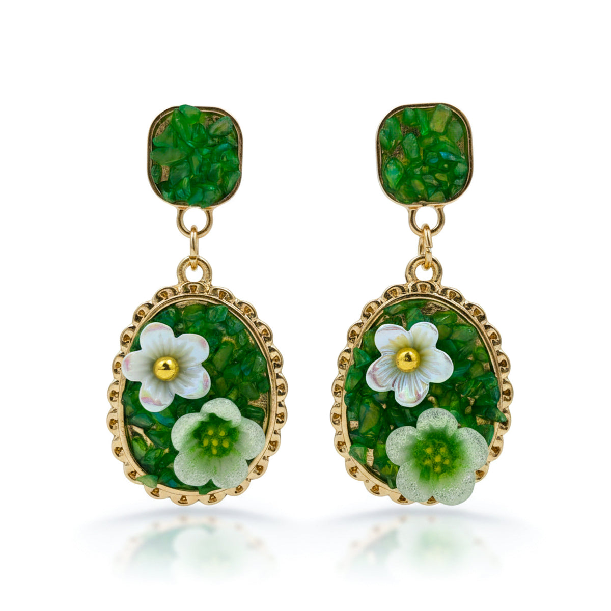 Verdant Blossom Luxe Statement Earrings jewellery product view 5