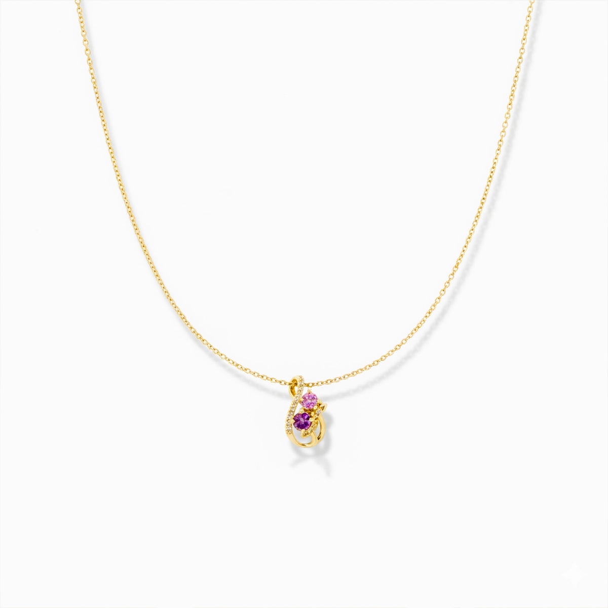 Shiny Pink Floral Gold Chain Necklace jewellery product view 4