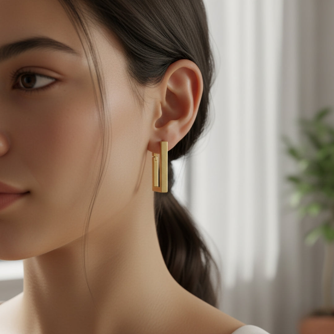 Classic Square Earrings jewellery product view 3