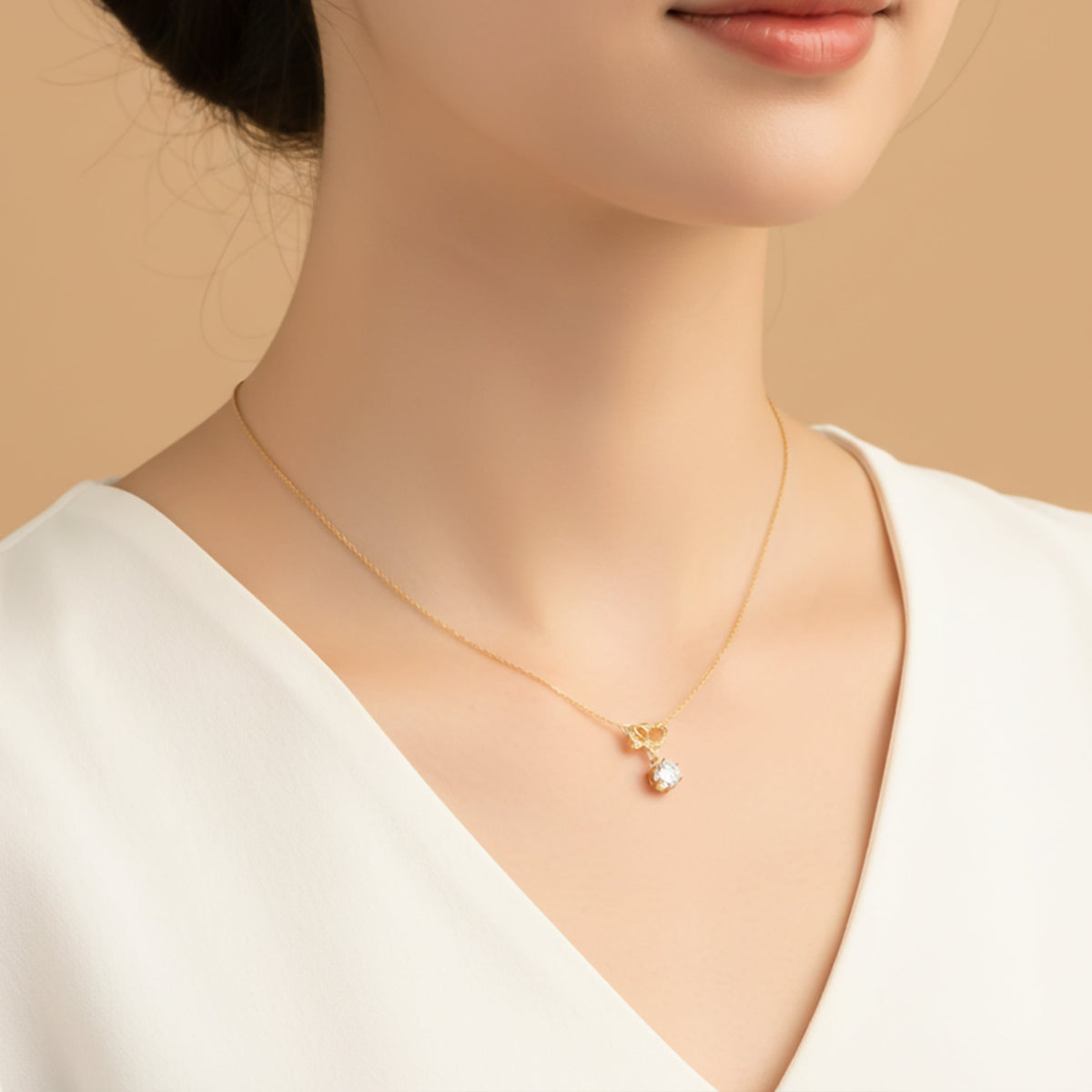 Solitaire Diamond Pendant Necklace jewellery product view 3