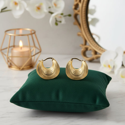Waves Gold Hoops Earrings jewellery product view 1
