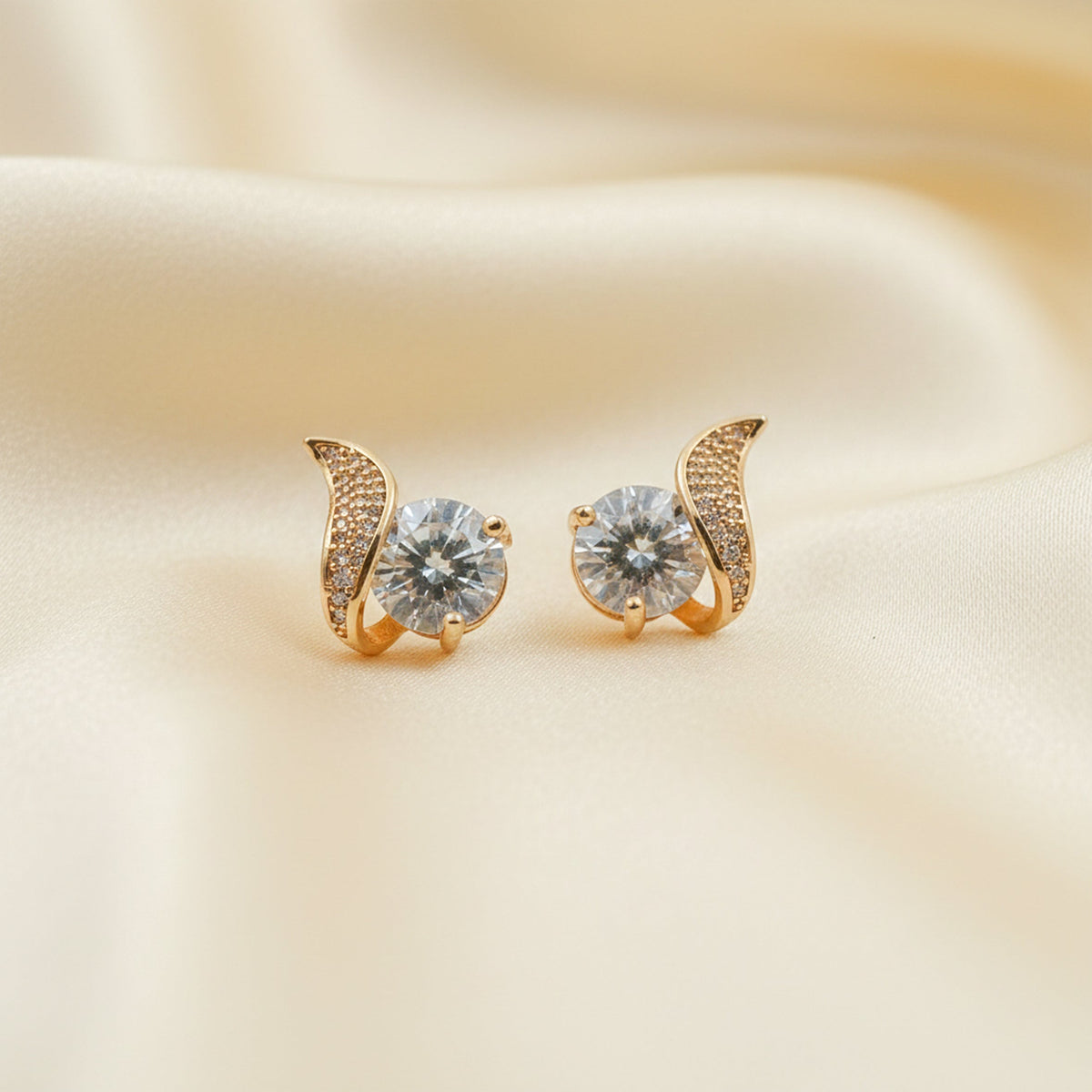 Crescent Diamond Glow Stud Earrings jewellery product view 1