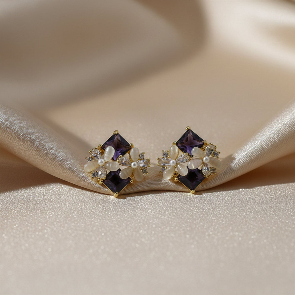 Royal Pushp Moti Stone Earrings jewellery product view 2