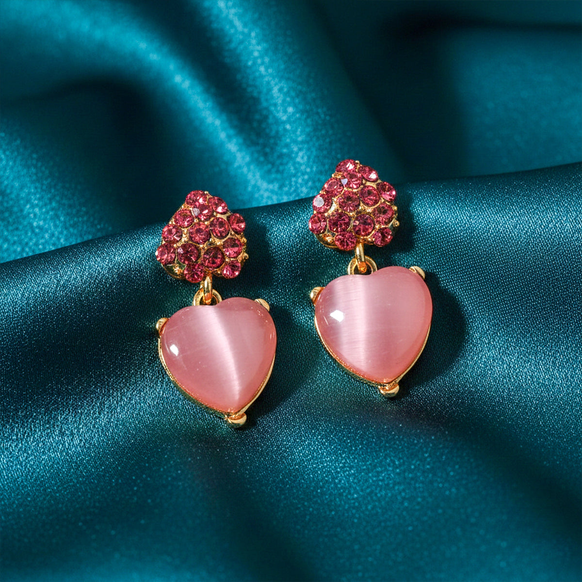 Romantic Blush Heart Earrings jewellery product view 3