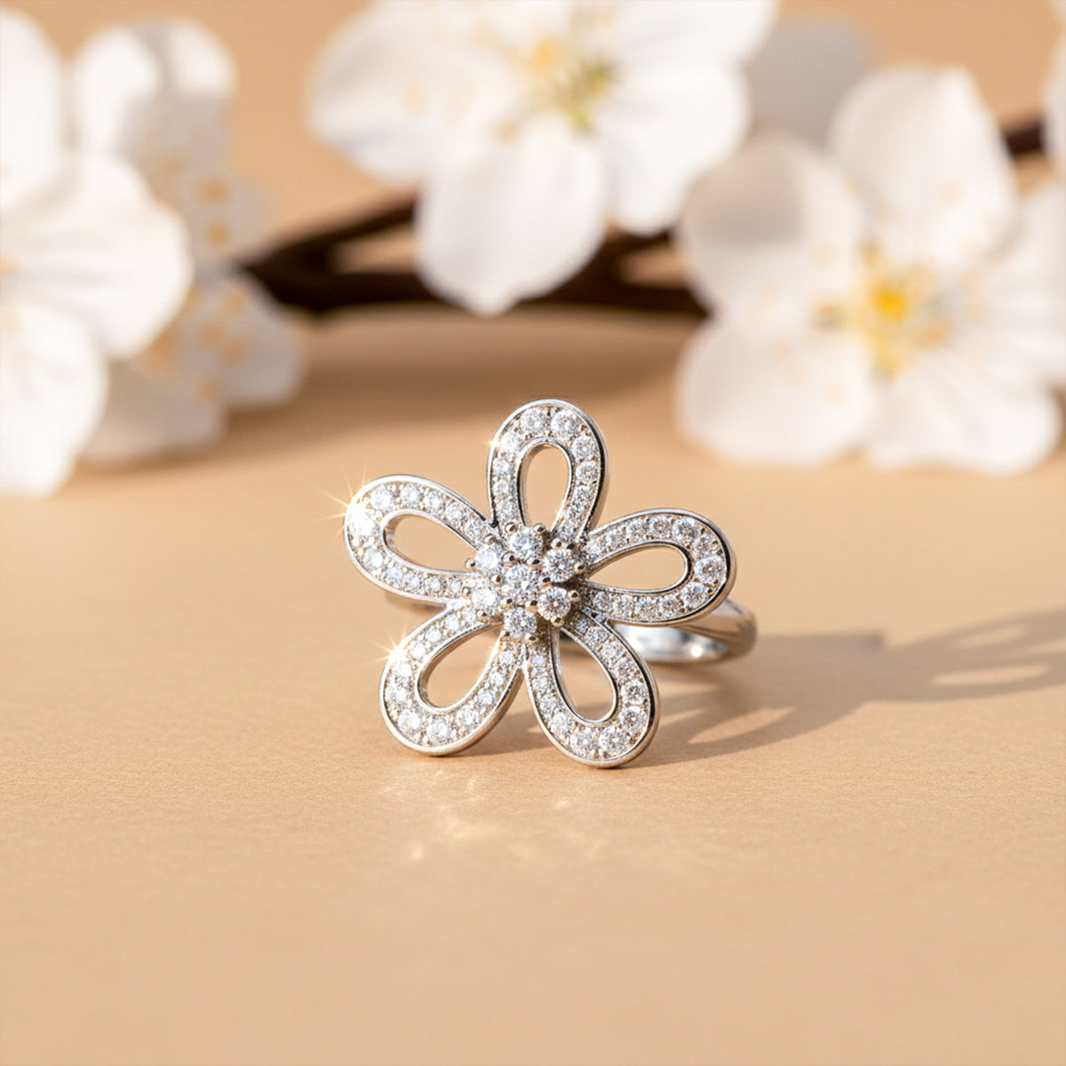 Diamond Flower Statement Ring jewellery product view 2