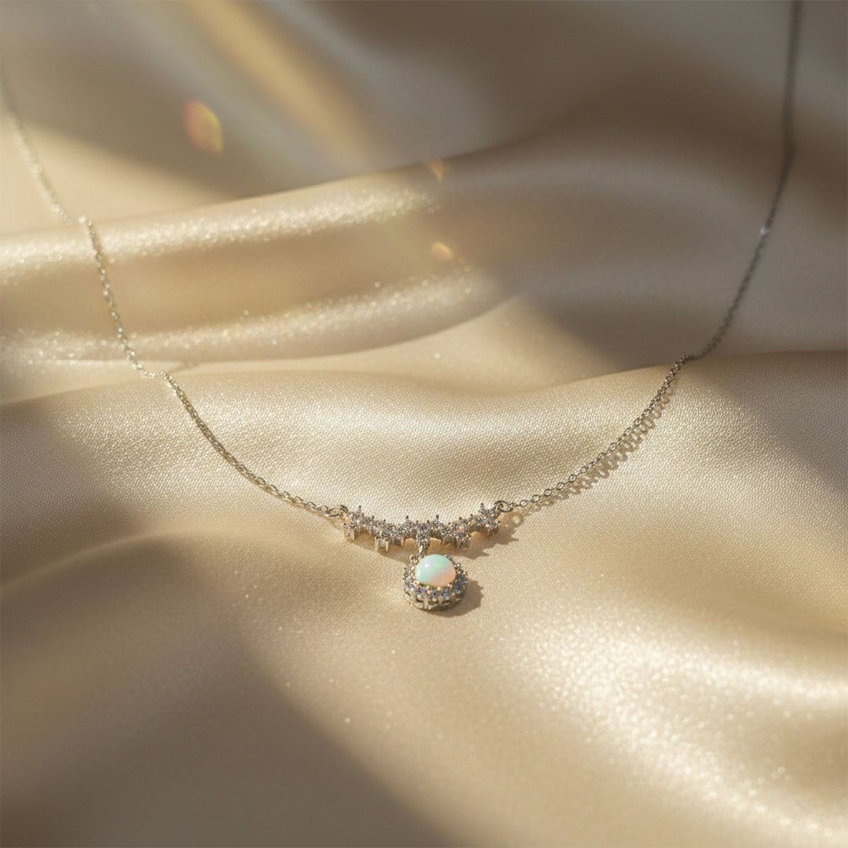 Elegant Opal Drop Pendant Necklace jewellery product view 3