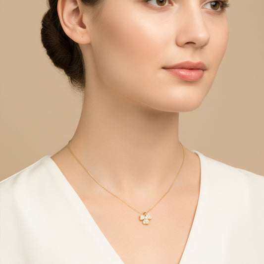 Dainty Gold Flower Pendant Necklace jewellery product view 1