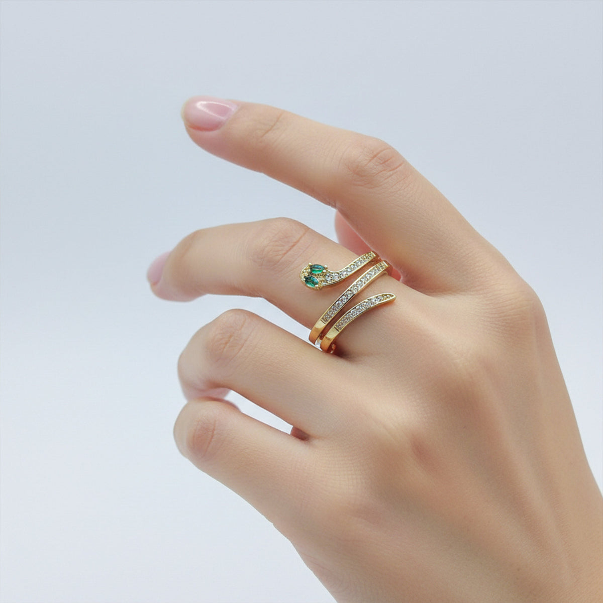 Emerald Diamond Snake Coil Ring jewellery product view 4