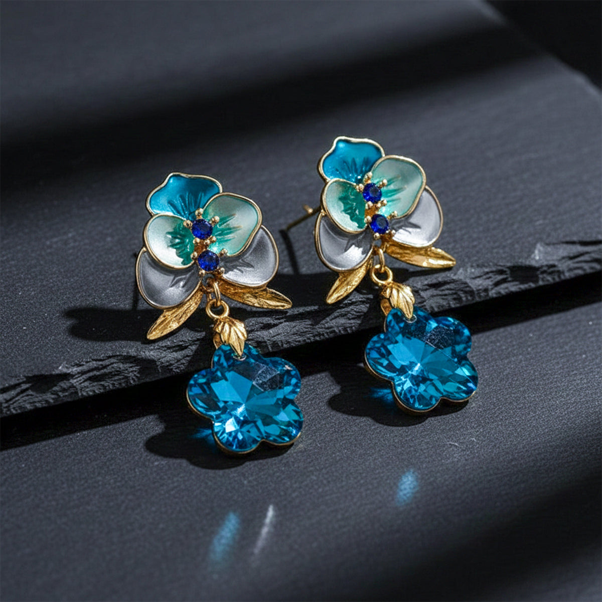 Blue Aura Drops Earrings jewellery product view 2