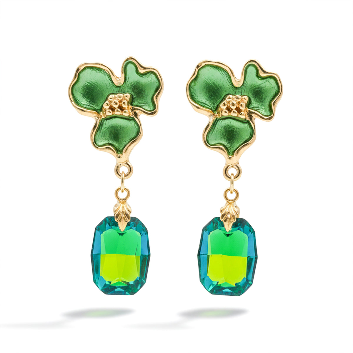 Green Bloom Crystal Earrings jewellery product view 6