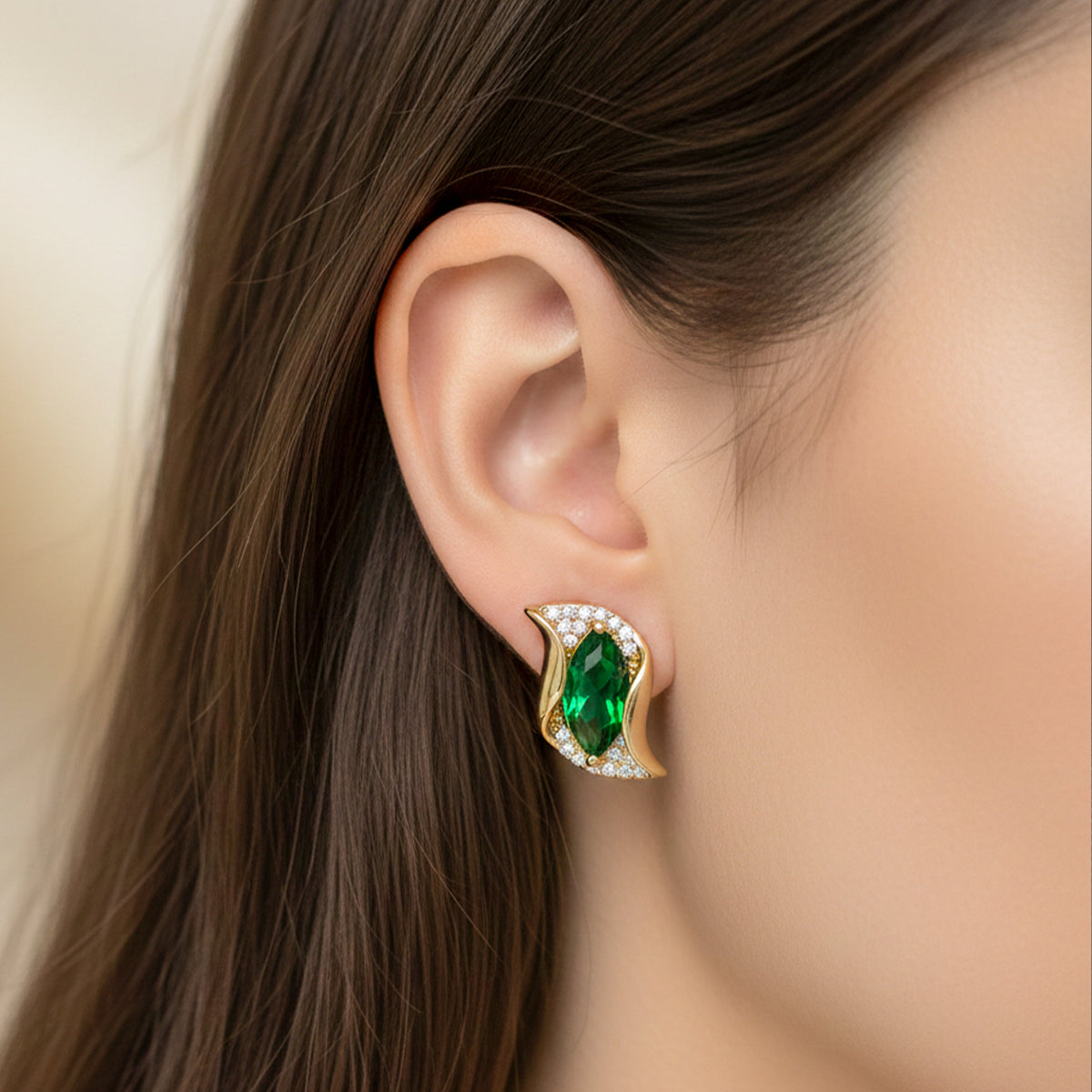 Velvet Green Luxe Curve Earrings jewellery product view 4