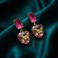 Butterfly Heart Floral Gold Earrings jewellery product view 1