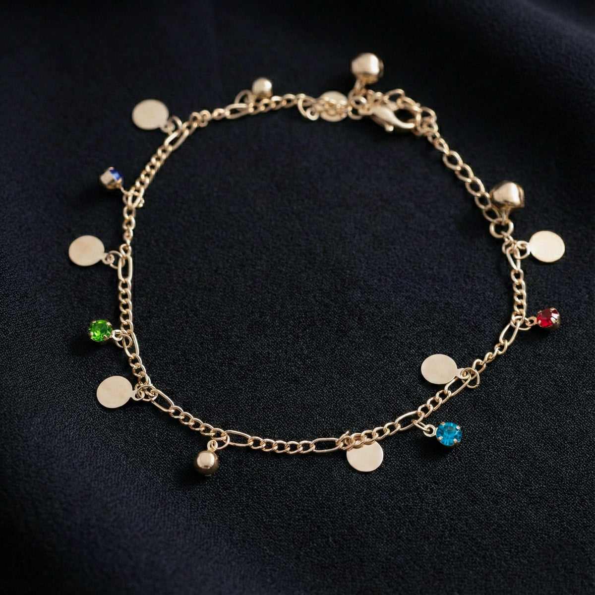 Luxe Bloom Multicolor Gem Anklet jewellery product view 2
