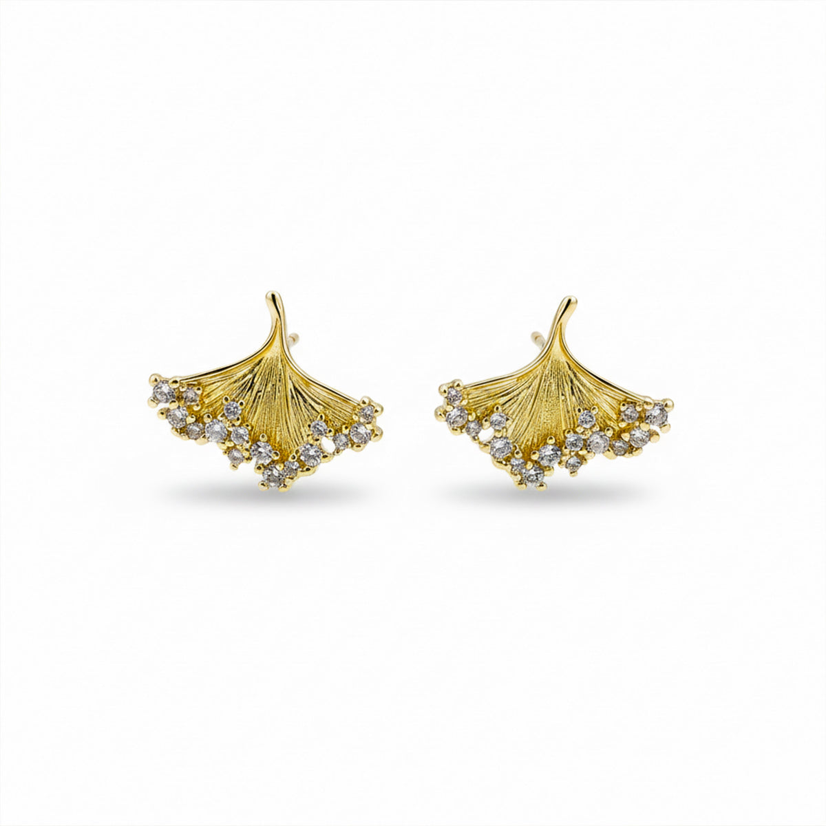 Golden Ginkgo Crystal Earrings jewellery product view 6