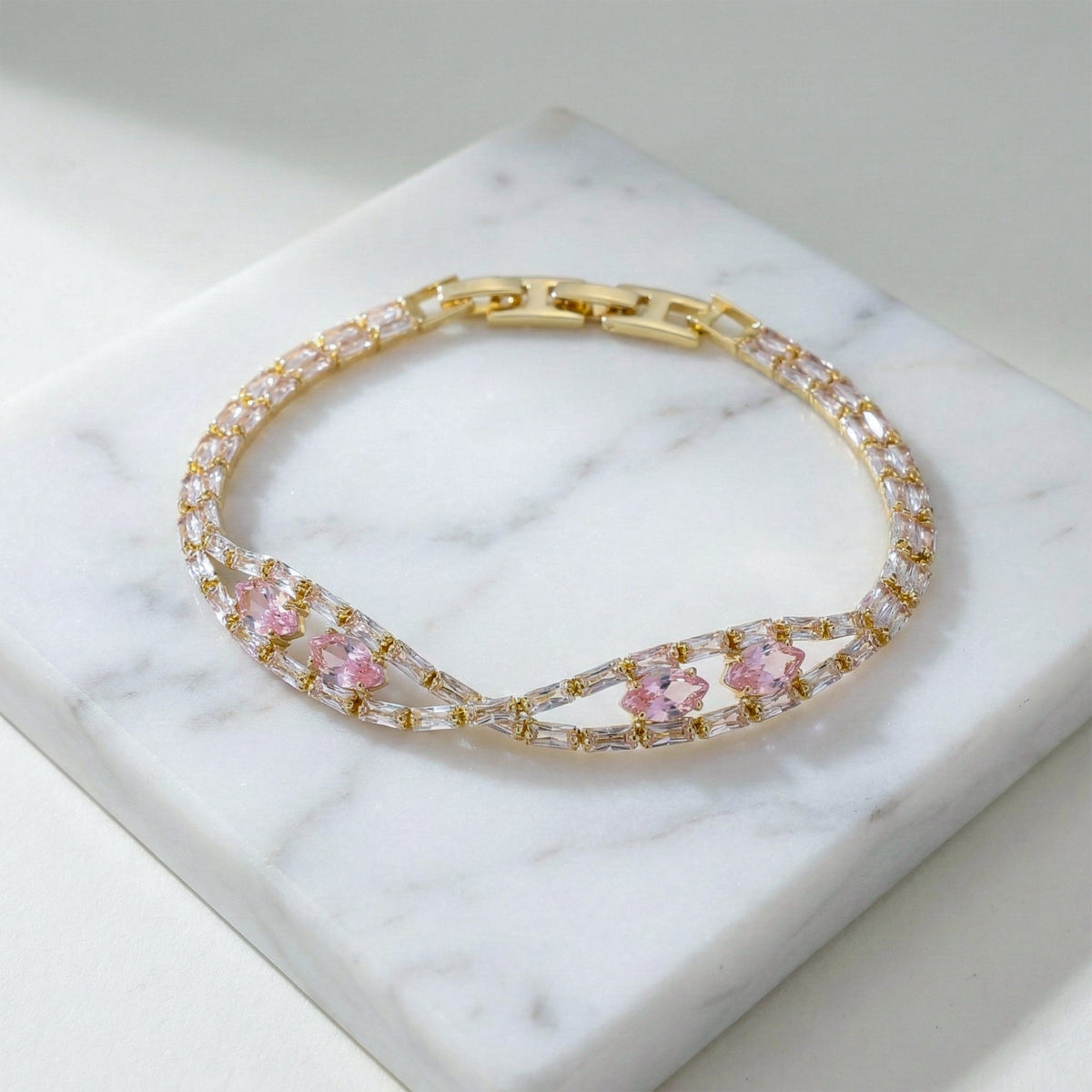 Celeste Pink Sapphire X-Link Diamond Bracelet jewellery product view 4