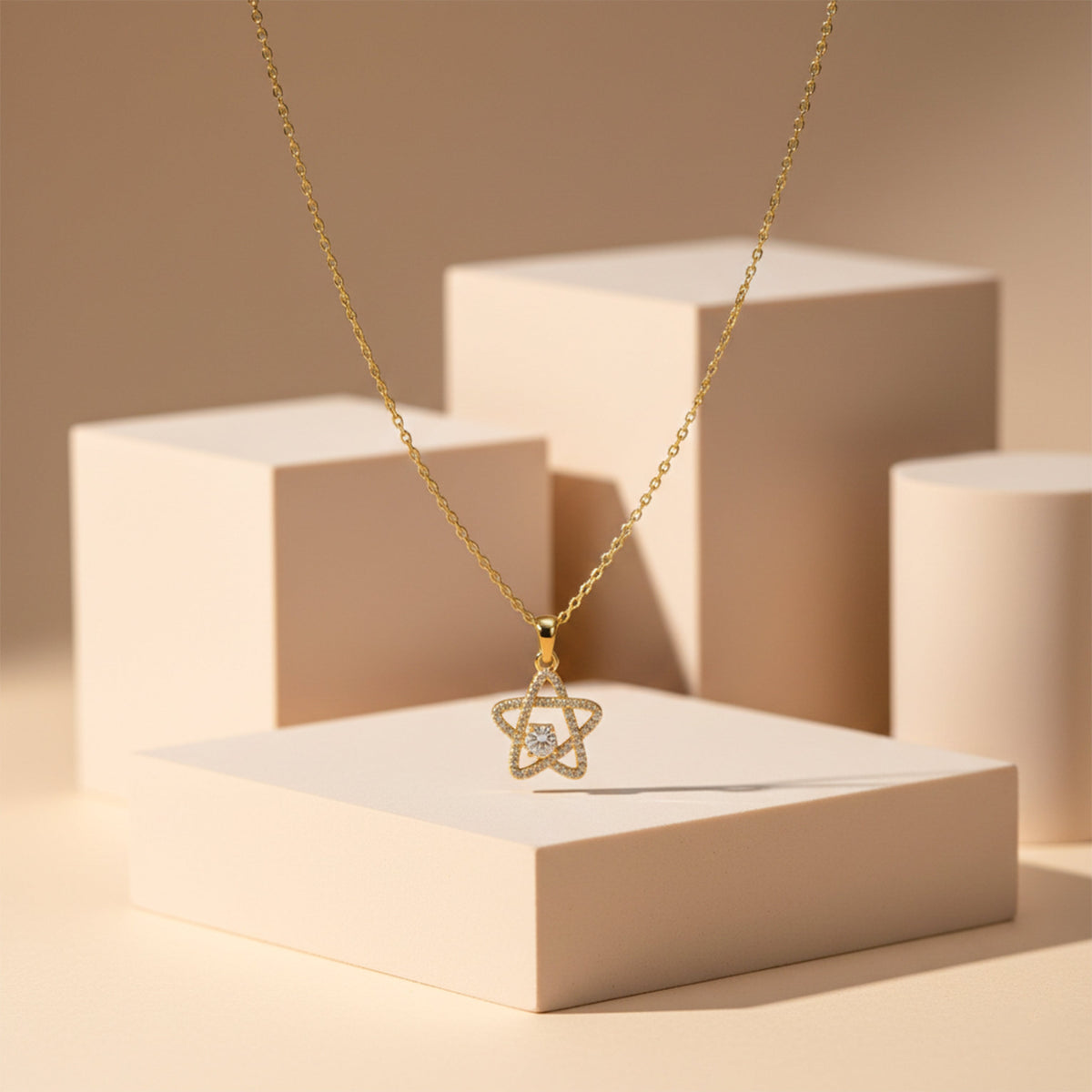 Luxury Crystal Star Gold Pendant Necklace jewellery product view 3