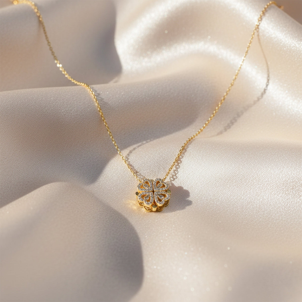 Lucky Clover Diamond Pendant Necklace jewellery product view 2