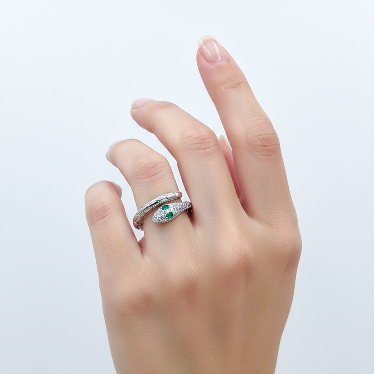 Regal Emerald Eye Serpent Statement Ring jewellery product view 3