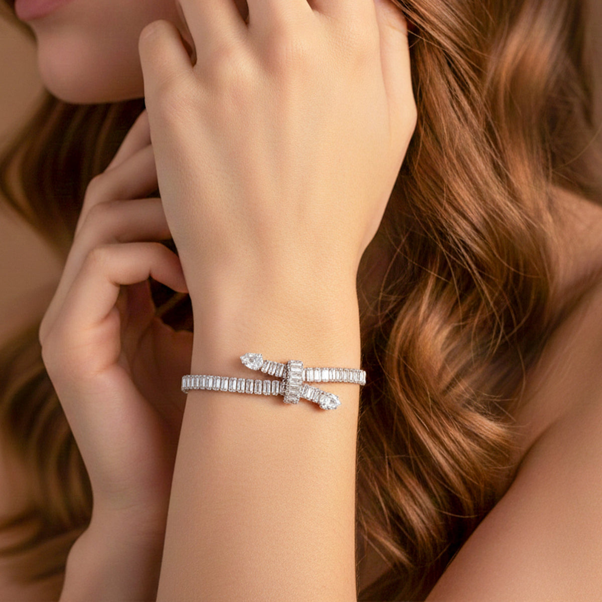 Aurielle Crystal Baguette Bracelet jewellery product view 2