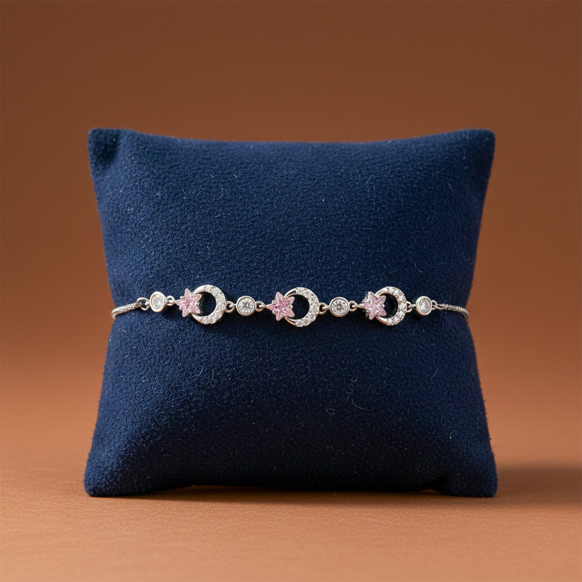 Starluxe Pink Crystal Halo Silver Bracelet jewellery product view 4