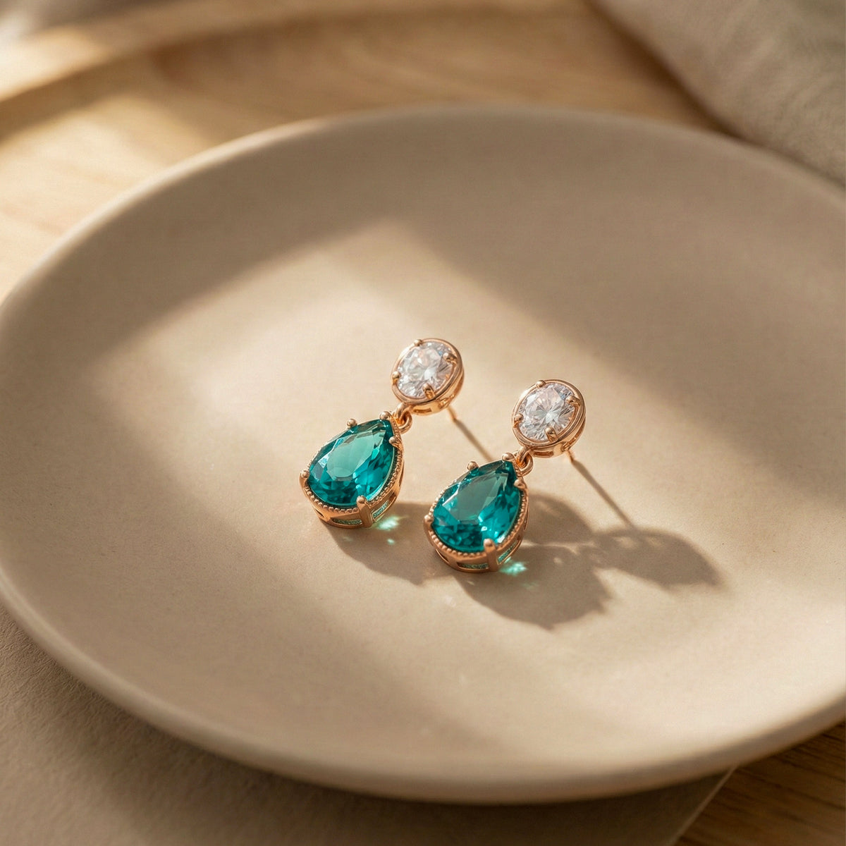 Veloura Emerald Glow Drop Earrings jewellery product view 3