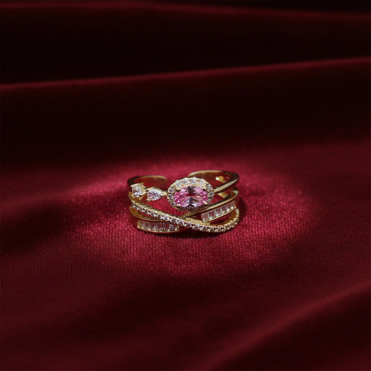Blush Royale Pink Diamond Criss-Cross Ring jewellery product view 3