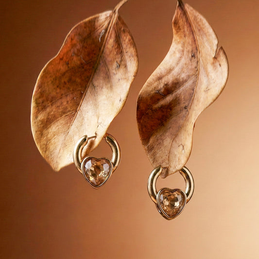 Chic Gold Heart Dangle Earrings jewellery product view 1